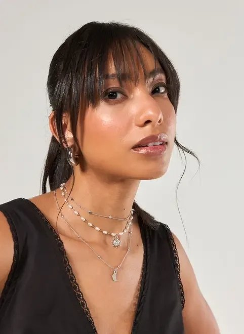 conjunto 3 colares prateados pérolas artificiais conjunto 3 colares prateados pérolas artificiais