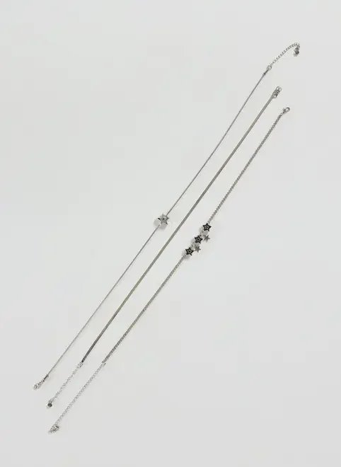conjunto 3 colares prateados estrelas conjunto 3 colares prateados estrelas