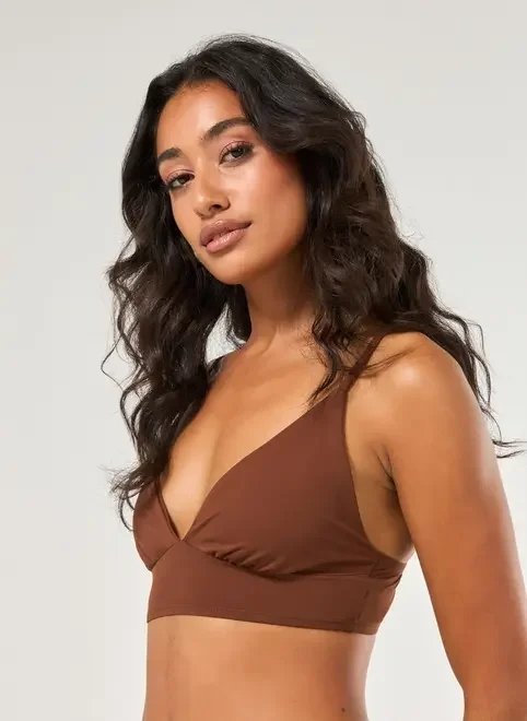 top em poliamida marrom decote v top em poliamida marrom decote v