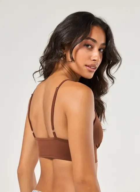 top em poliamida marrom decote v top em poliamida marrom decote v