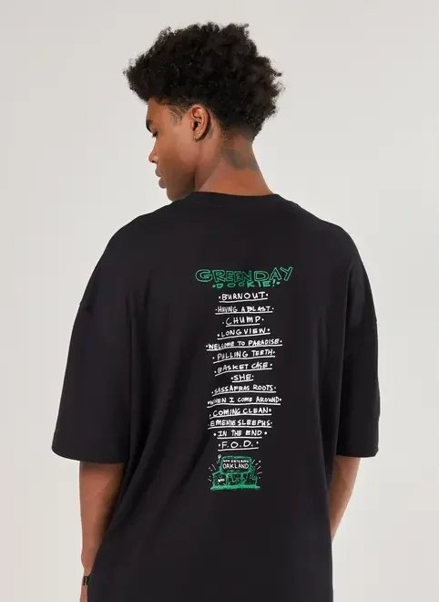 camiseta oversized preta green day camiseta oversized preta green day