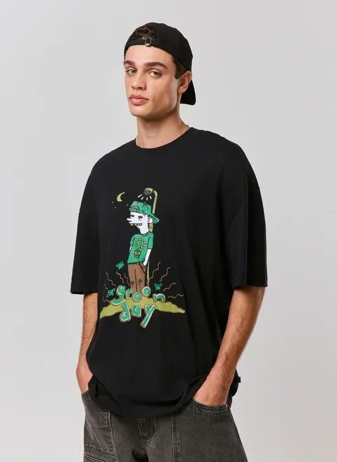 camiseta oversized preta green day camiseta oversized preta green day
