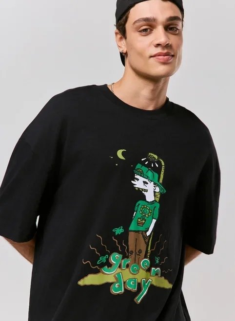 camiseta oversized preta green day camiseta oversized preta green day