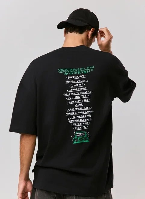 camiseta oversized preta green day camiseta oversized preta green day