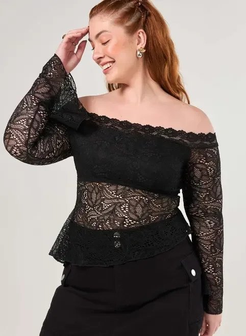 blusa manga longa renda preta blusa manga longa renda preta