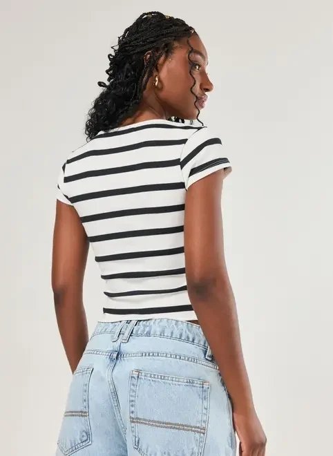 blusa manga curta canelada blusa manga curta canelada