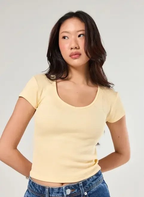 blusa manga curta canelada blusa manga curta canelada