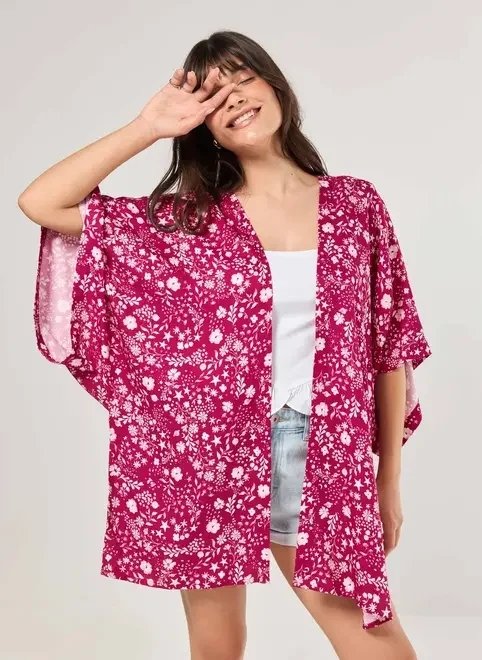 kimono magenta estampa mística kimono magenta estampa mística