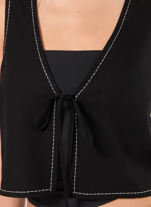 colete com linho preto contraste colete com linho preto contraste