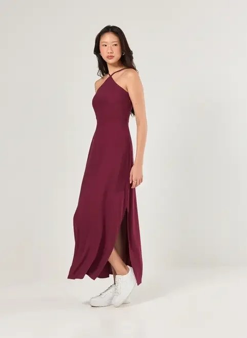 vestido midi halter bordô vestido midi halter bordô