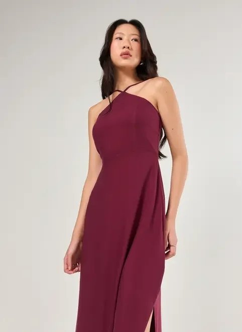 vestido midi halter bordô vestido midi halter bordô
