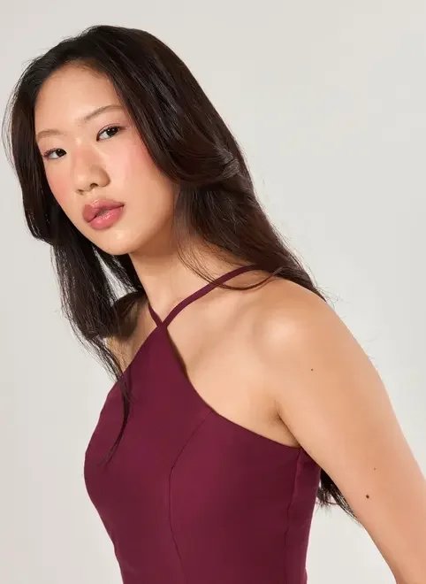 vestido midi halter bordô vestido midi halter bordô