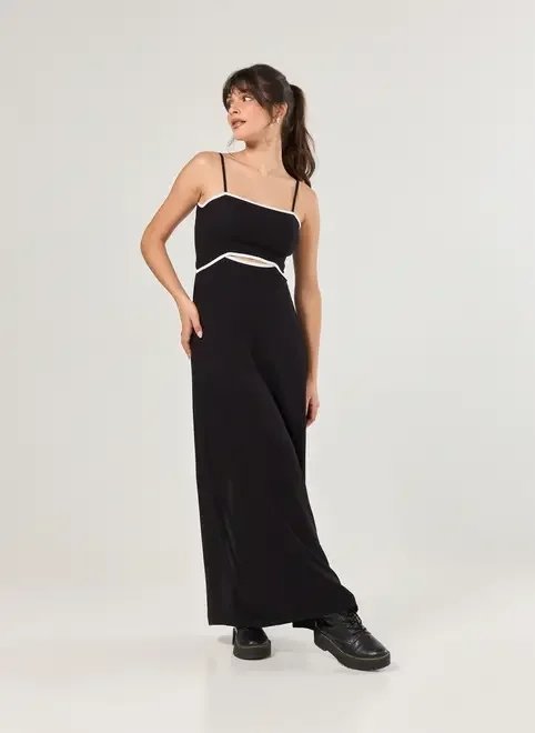 vestido midi preto contraste vestido midi preto contraste