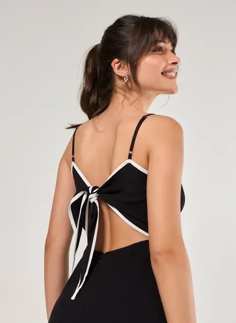 vestido midi preto contraste vestido midi preto contraste
