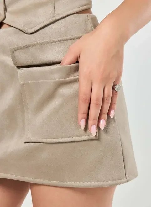 saia suede bolsos cargo saia suede bolsos cargo