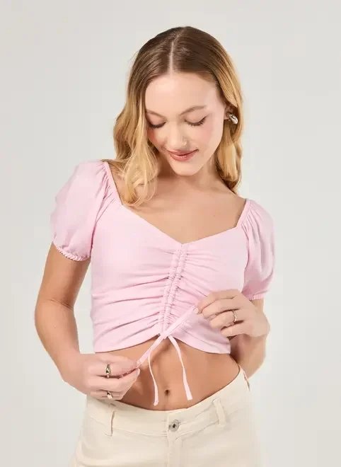 cropped rosa com franzido cropped rosa com franzido