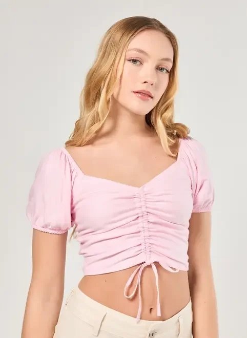 cropped rosa com franzido cropped rosa com franzido