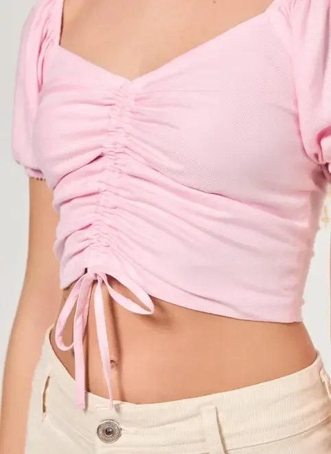cropped rosa com franzido cropped rosa com franzido