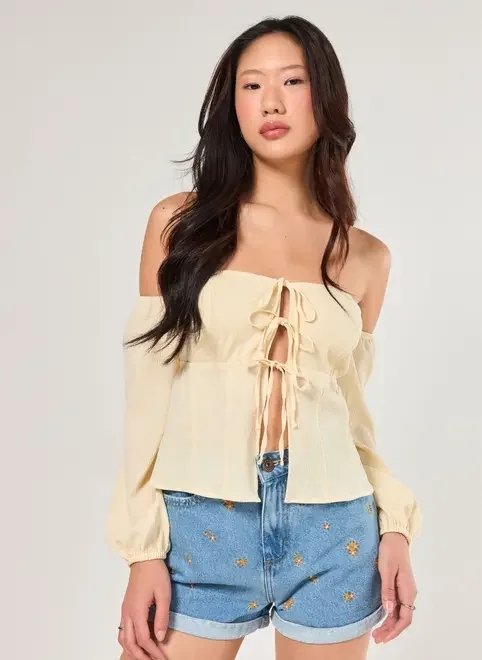 blusa ombro a ombro amarelo manteiga blusa ombro a ombro amarelo manteiga