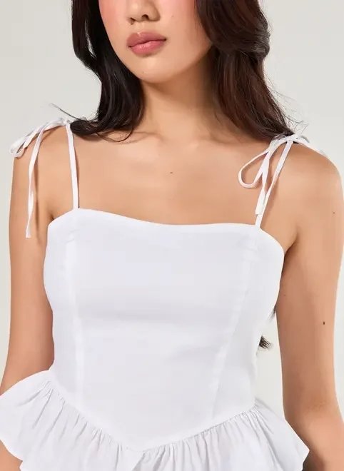 cropped off-white corsetada babado cropped off-white corsetada babado