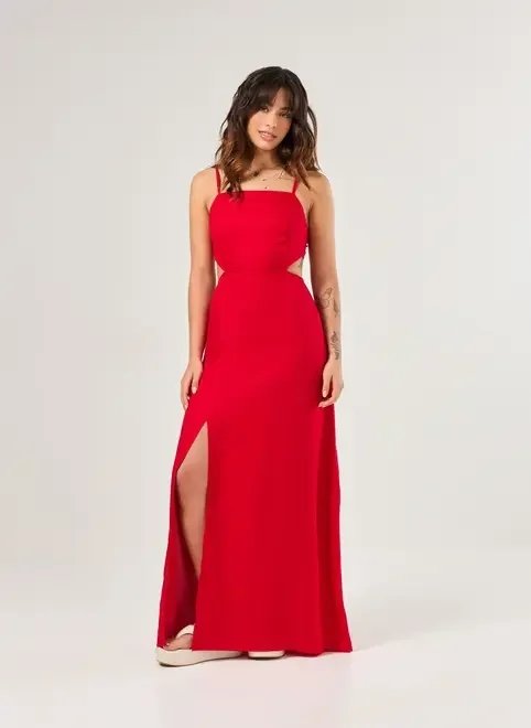vestido longo vermelho recortes vestido longo vermelho recortes