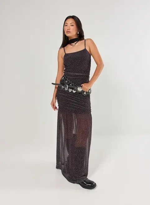 vestido longo tule preto poá vestido longo tule preto poá