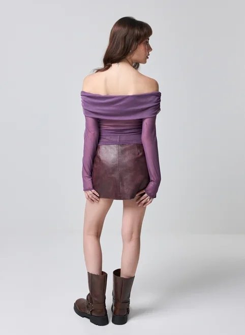 blusa ombro a ombro tule cinza blusa ombro a ombro tule cinza