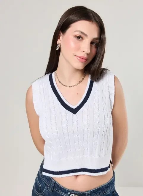 blusa estilo colete tricô off-white blusa estilo colete tricô off-white