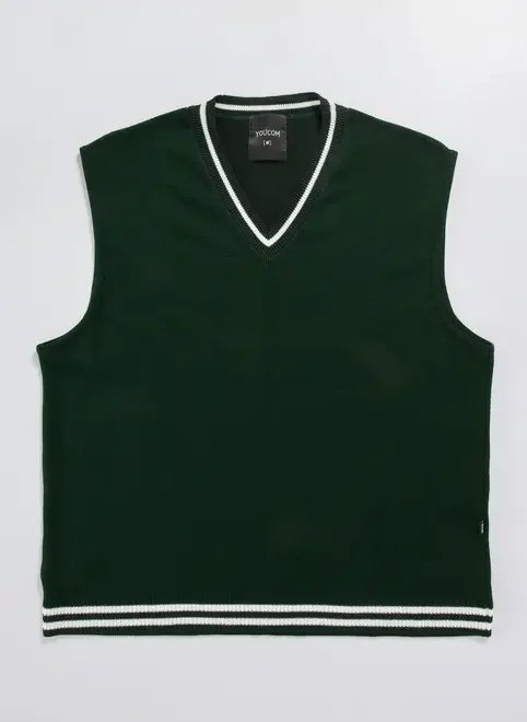 regata box estilo colete tricô verde regata box estilo colete tricô verde