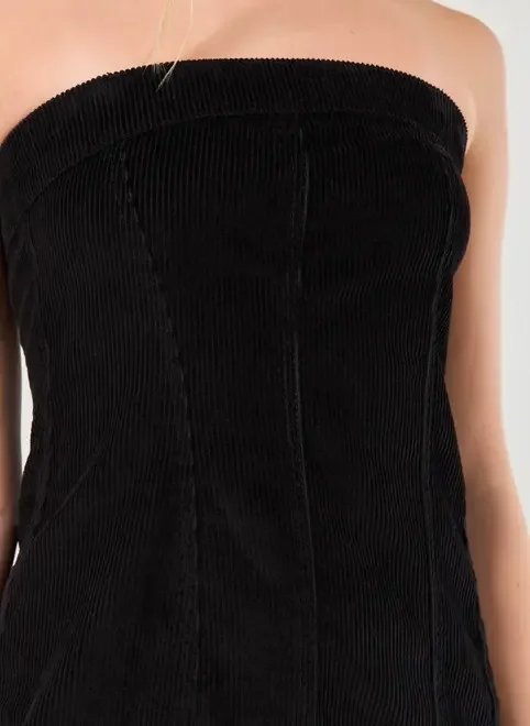 vestido veludo cotelê preto sem alças vestido veludo cotelê preto sem alças