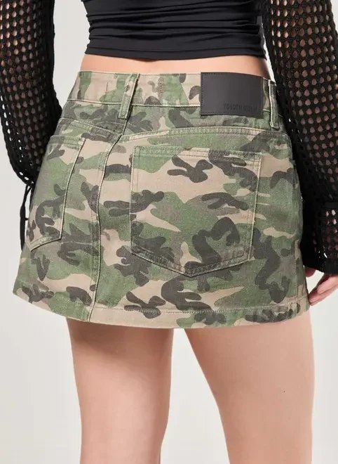 saia cintura baixa sarja camuflada saia cintura baixa sarja camuflada