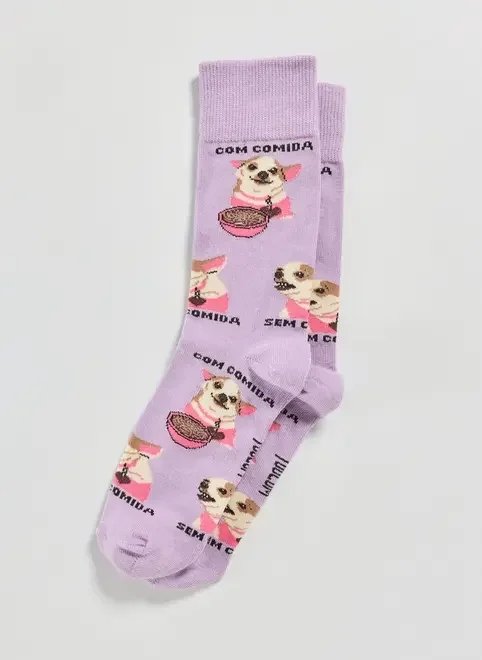 meia lilás doguinho com comida meia lilás doguinho com comida