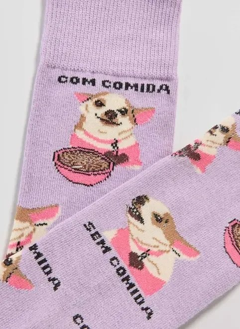 meia lilás doguinho com comida meia lilás doguinho com comida