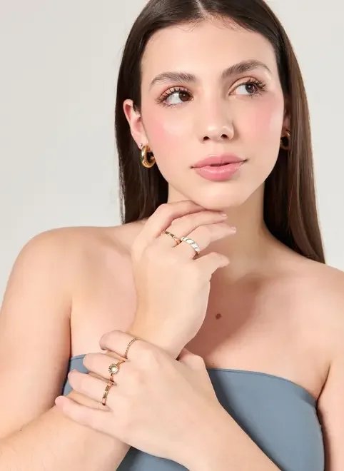 conjunto 5 anéis dourados sol conjunto 5 anéis dourados sol