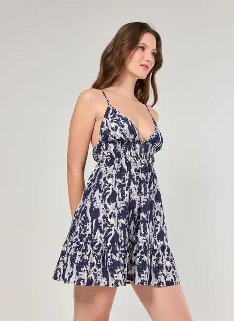 vestido rodado manchas azuis vestido rodado manchas azuis