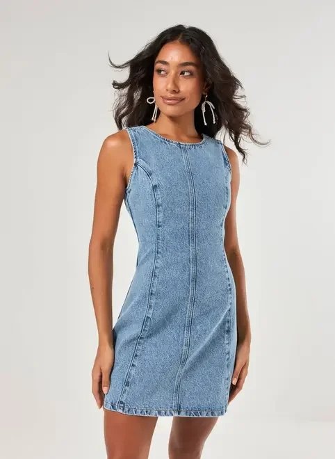 vestido jeans decote nas costas vestido jeans decote nas costas