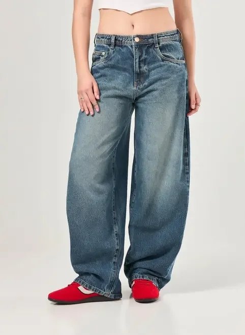 calça barrel jeans escuro calça barrel jeans escuro