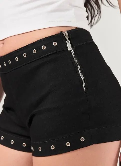 micro short sarja preta ilhós micro short sarja preta ilhós