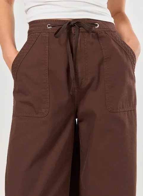 calça sarja wide leg amarração ajuste calça sarja wide leg amarração ajuste