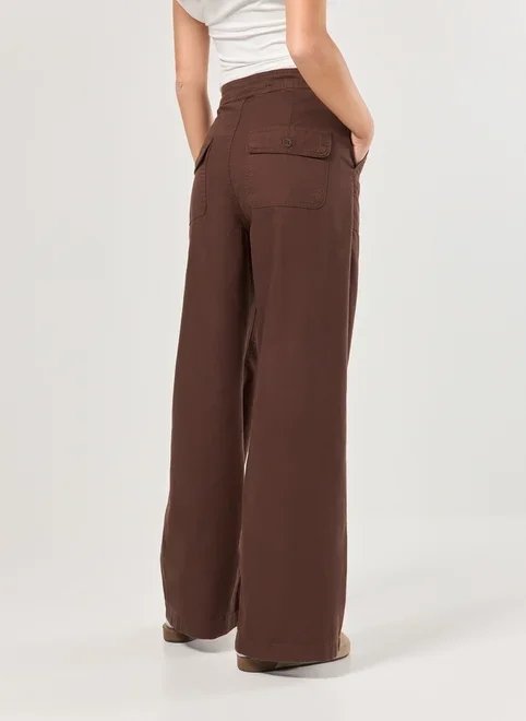 calça sarja wide leg amarração ajuste calça sarja wide leg amarração ajuste