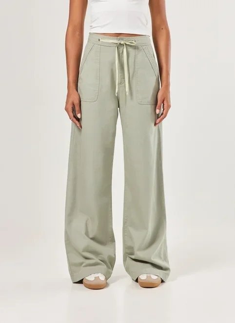 calça sarja wide leg amarração ajuste calça sarja wide leg amarração ajuste