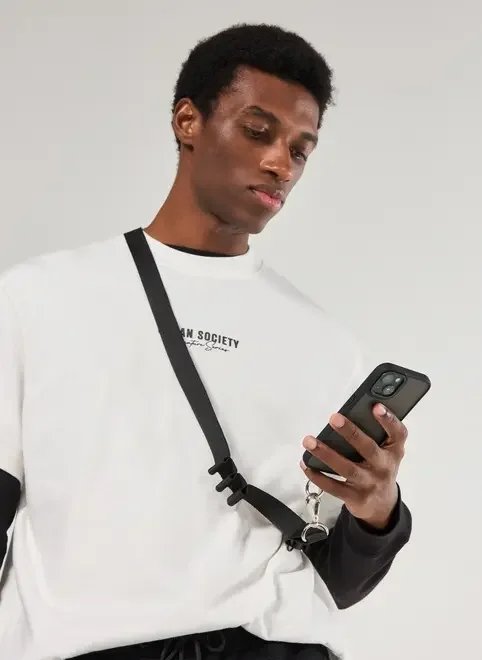 corda para celular gorgurão preto corda para celular gorgurão preto