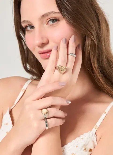 conjunto 4 anéis mix prateado e dourado conjunto 4 anéis mix prateado e dourado