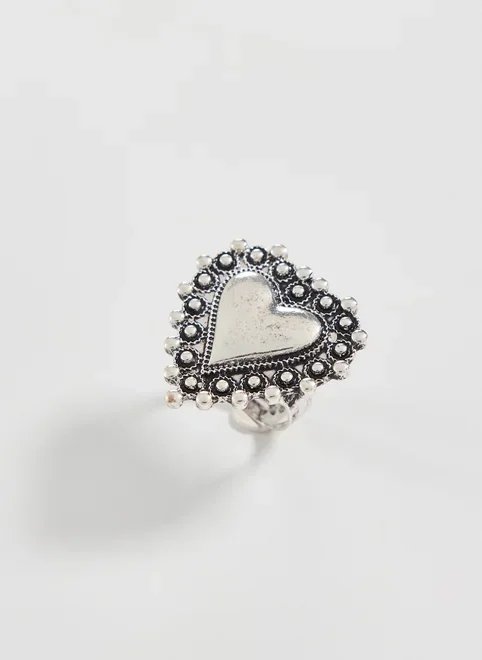 anel prateado coração anel prateado coração