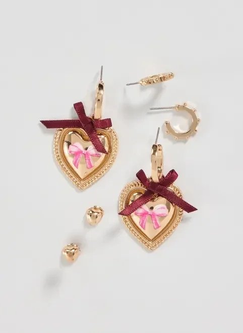 conjunto 3 brincos dourados laços conjunto 3 brincos dourados laços