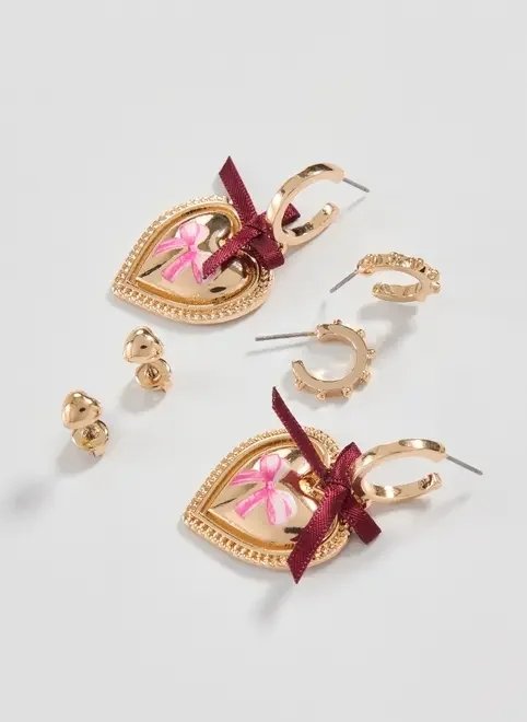 conjunto 3 brincos dourados laços conjunto 3 brincos dourados laços