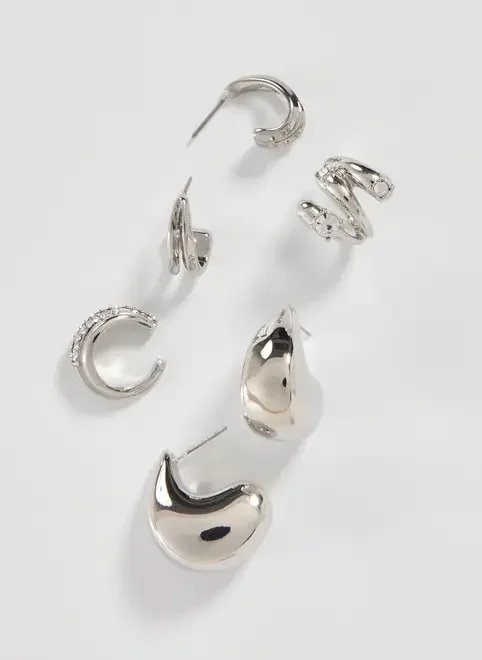 conjunto 4 brincos earcuff prateado conjunto 4 brincos earcuff prateado