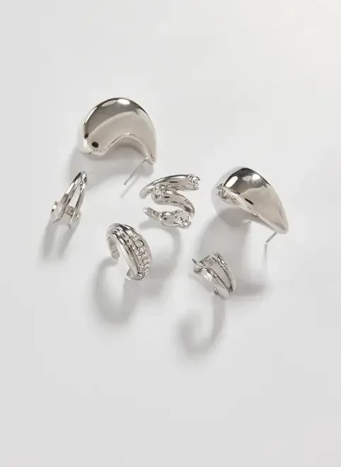 conjunto 4 brincos earcuff prateado conjunto 4 brincos earcuff prateado