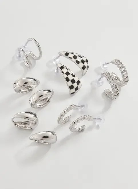 conjunto com 6 brincos de argola pratedos conjunto com 6 brincos de argola pratedos