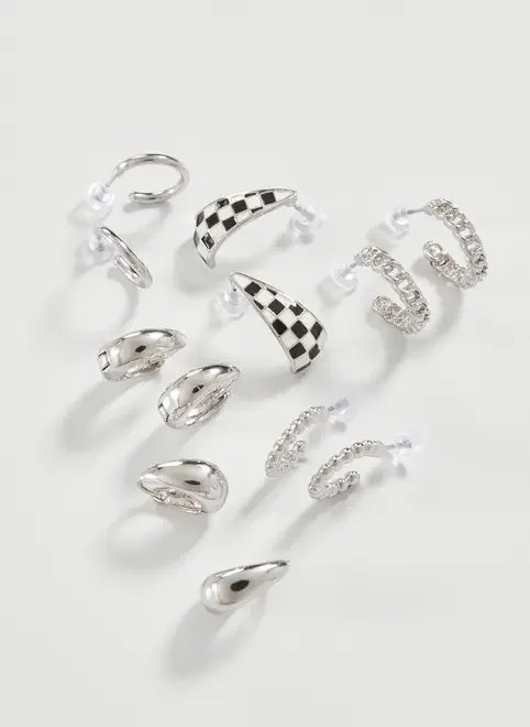 conjunto com 6 brincos de argola pratedos conjunto com 6 brincos de argola pratedos